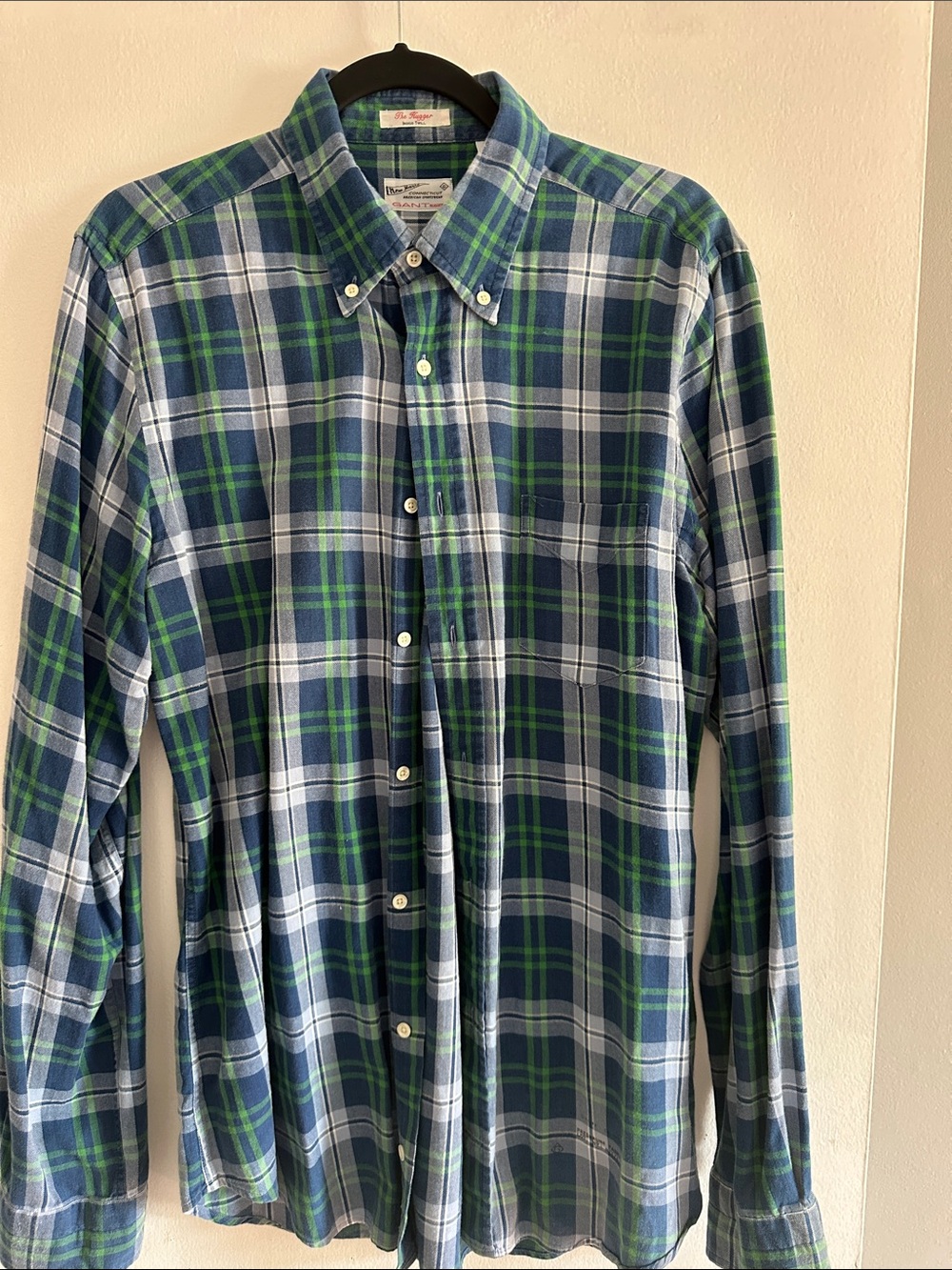 Gant Blue, Green & White Plaid Button-Down Shirt